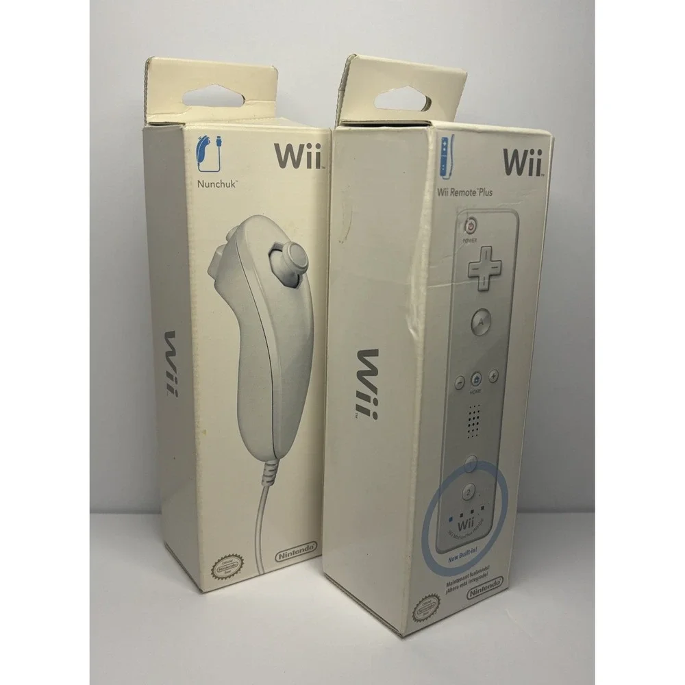 Nintendo Wii Remote Plus Controller and Nunchuck OEM Factory Sealed White MINT